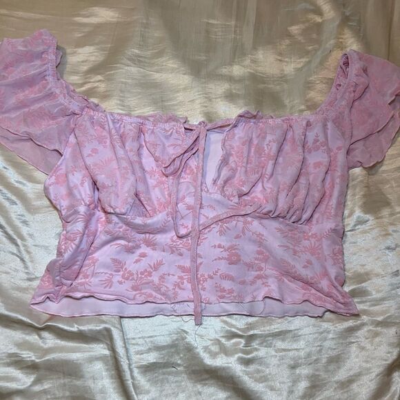 Tops - Floral Pink Off-Shoulder Top